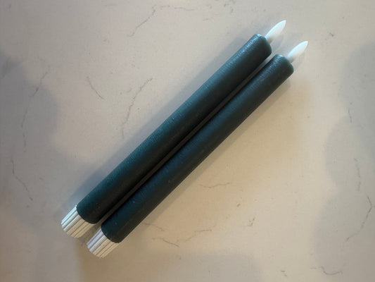 Green Flameless Taper Candle - Set of 2