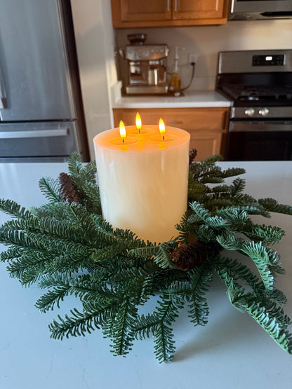 3 Wick Flameless Candle Cream -9”H