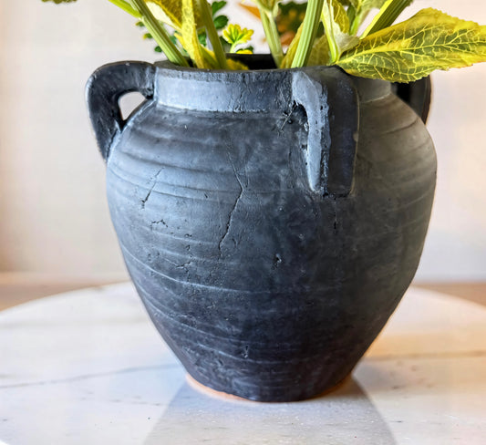Charcoal Four Handle Vase