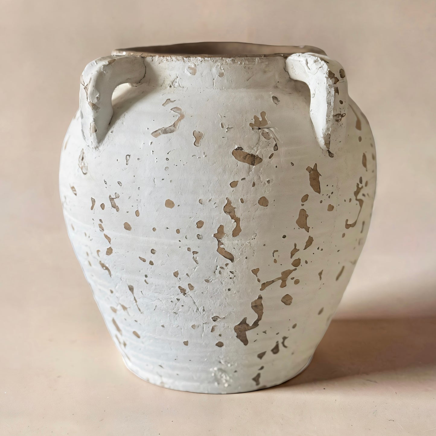 Vintage White Terracotta Vase -8.5”H