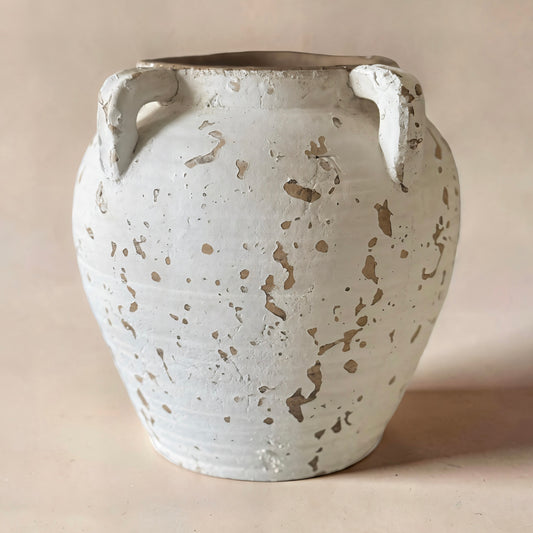 Vintage White Terracotta Vase
