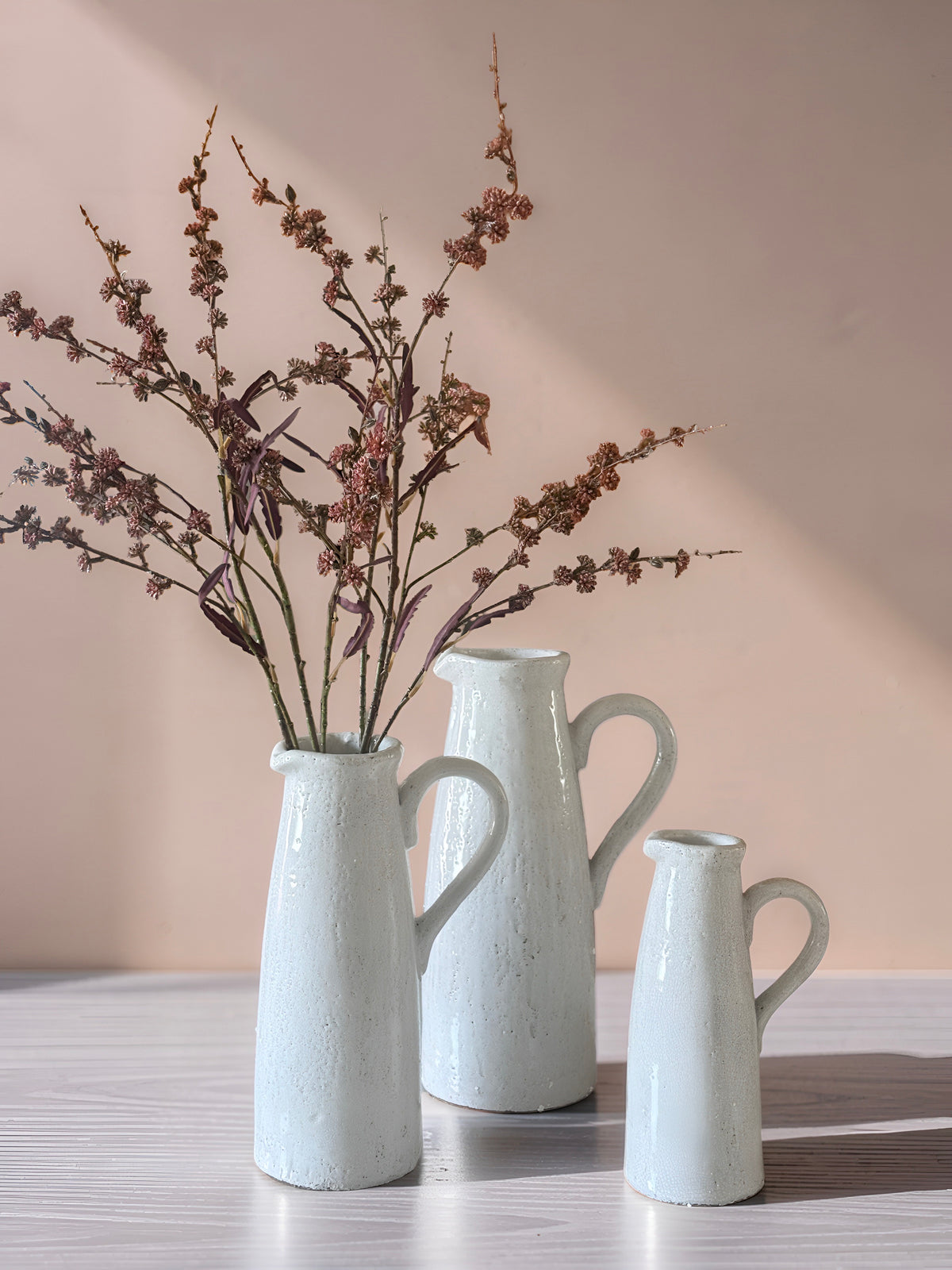 White Ceramic Crackled Pitchers