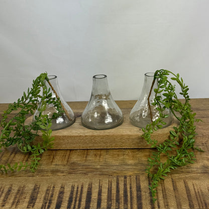 Bud Vases on Wood Tray