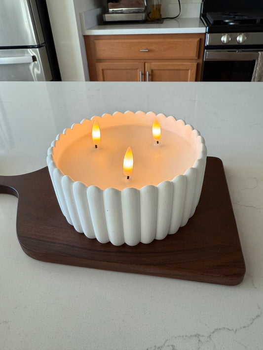 3 Wick Flameless White Candle