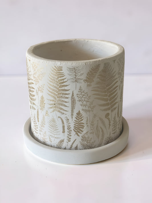 Fern Pattern Planter with Dish