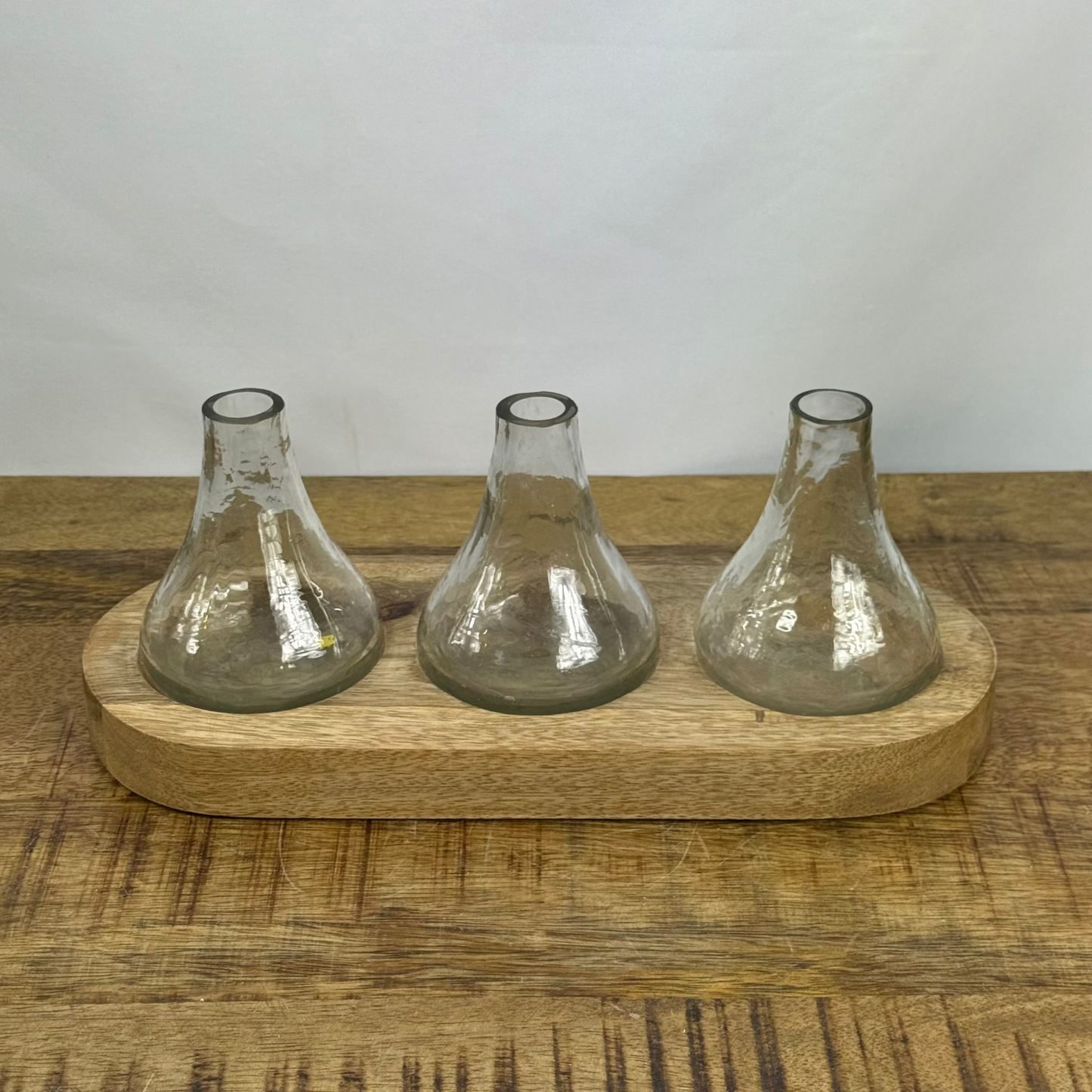 Bud Vases on Wood Tray
