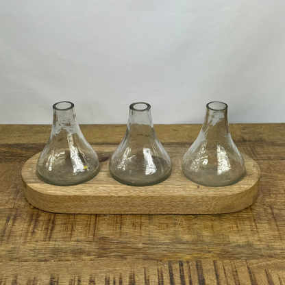 Bud Vases on Wood Tray