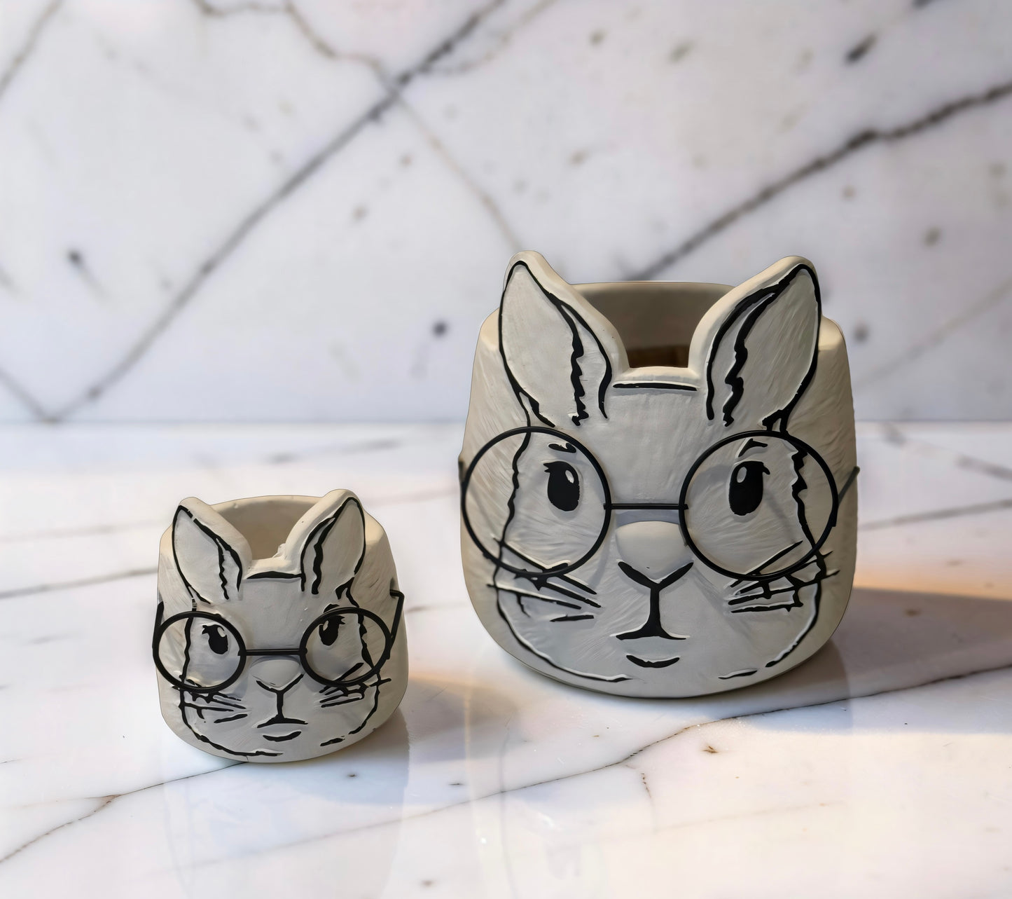 Bunny Planter with Glasses - set of 2