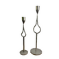 Hand-Forged Iron Taper Holders, Antique Silver Finish, Set of 2