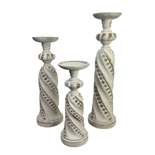 Whitewashed Embossed Candleholders -30% OFF