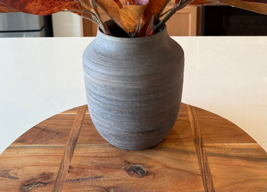 Natural Stripe Ceramic Vase -8''H