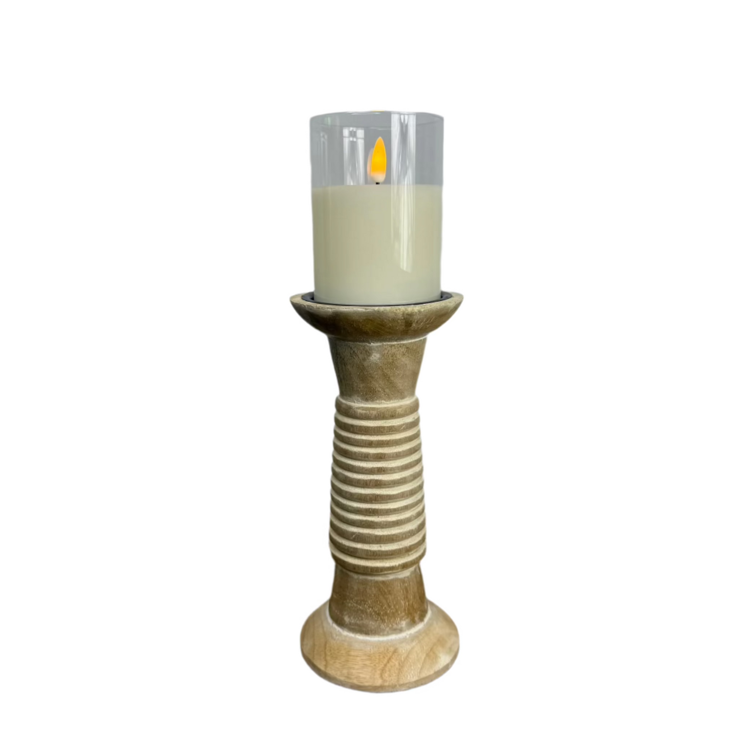 White Wash Candle Holder