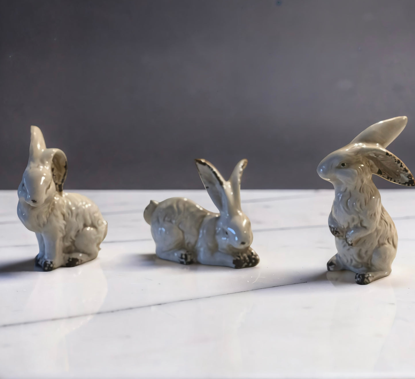 Vintage White Ceramic Bunnies