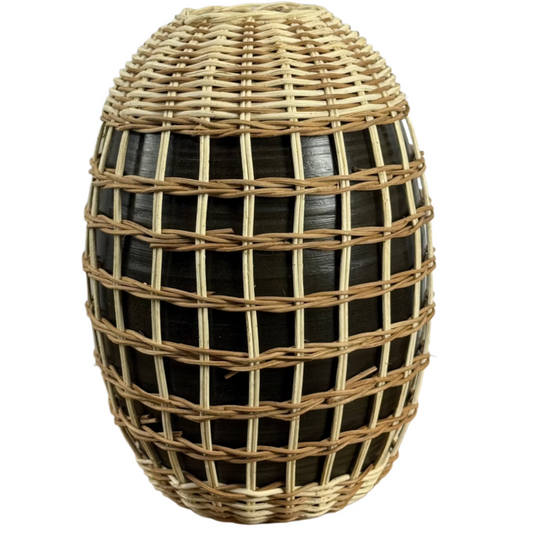 Hand Woven Seagrass and Bamboo Wrapped Vase