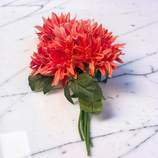 Orange Coral Real Touch Dahlia Bundle -