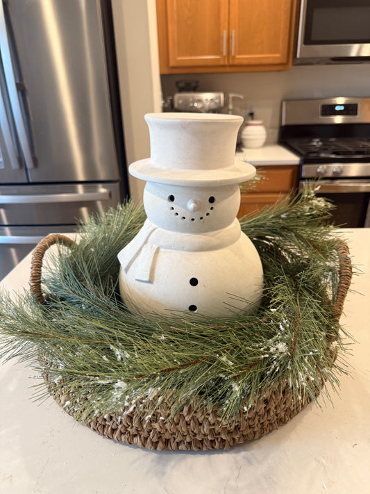 White Terracotta Snowman -12.6”H