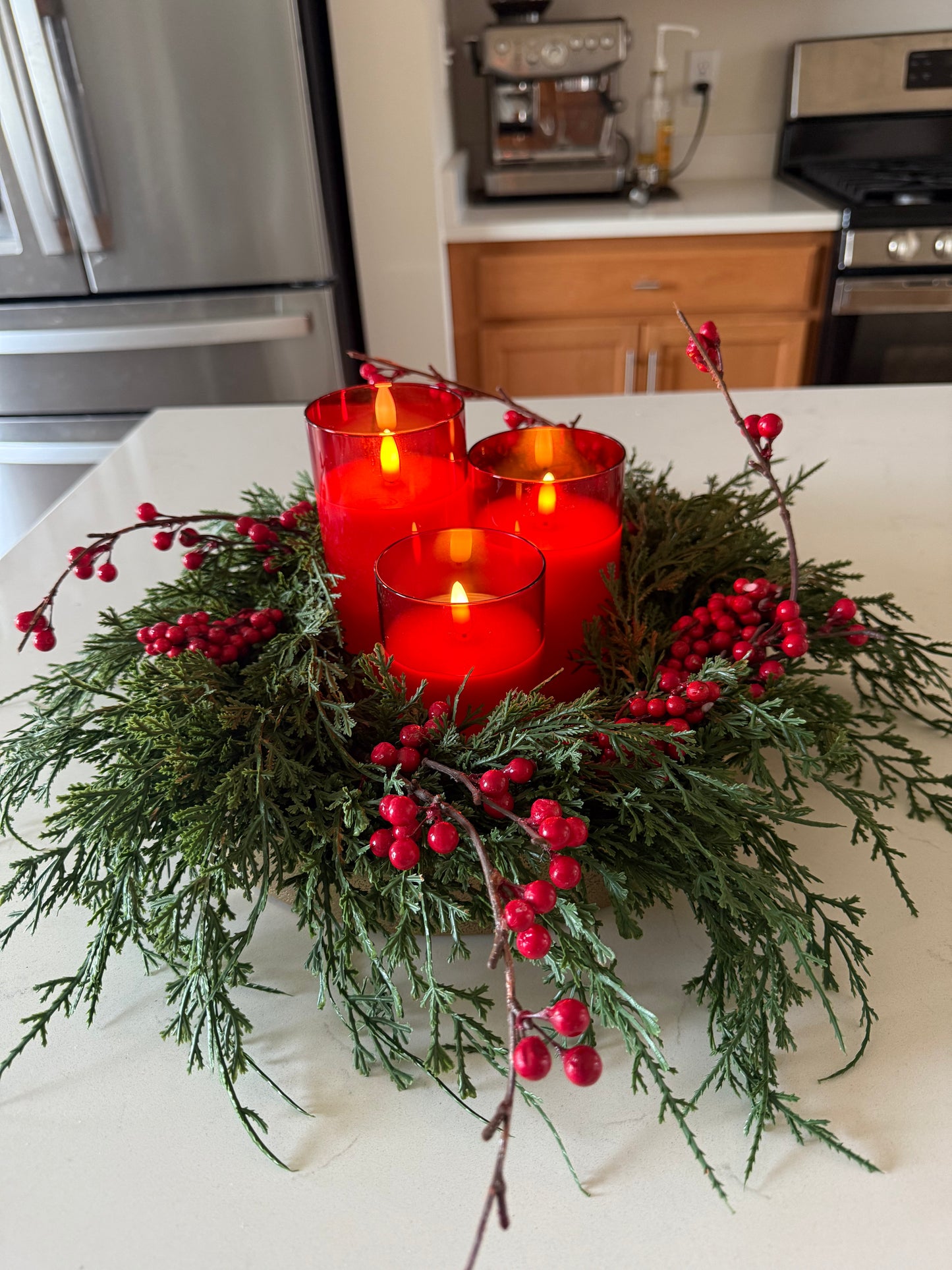 Red Glass Flameless Candles