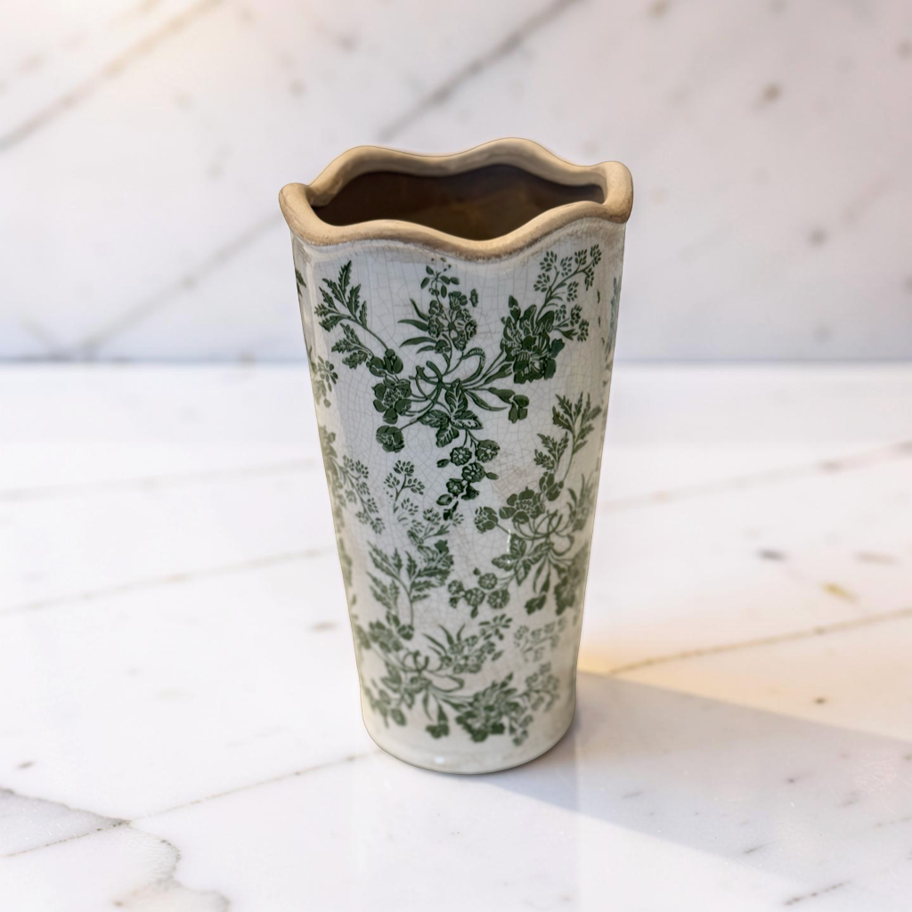 Green Heirloom Vase - 9.65'H