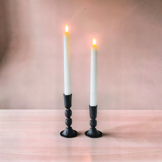Ivory Flameless Taper Candles 9.5'' - set of 2