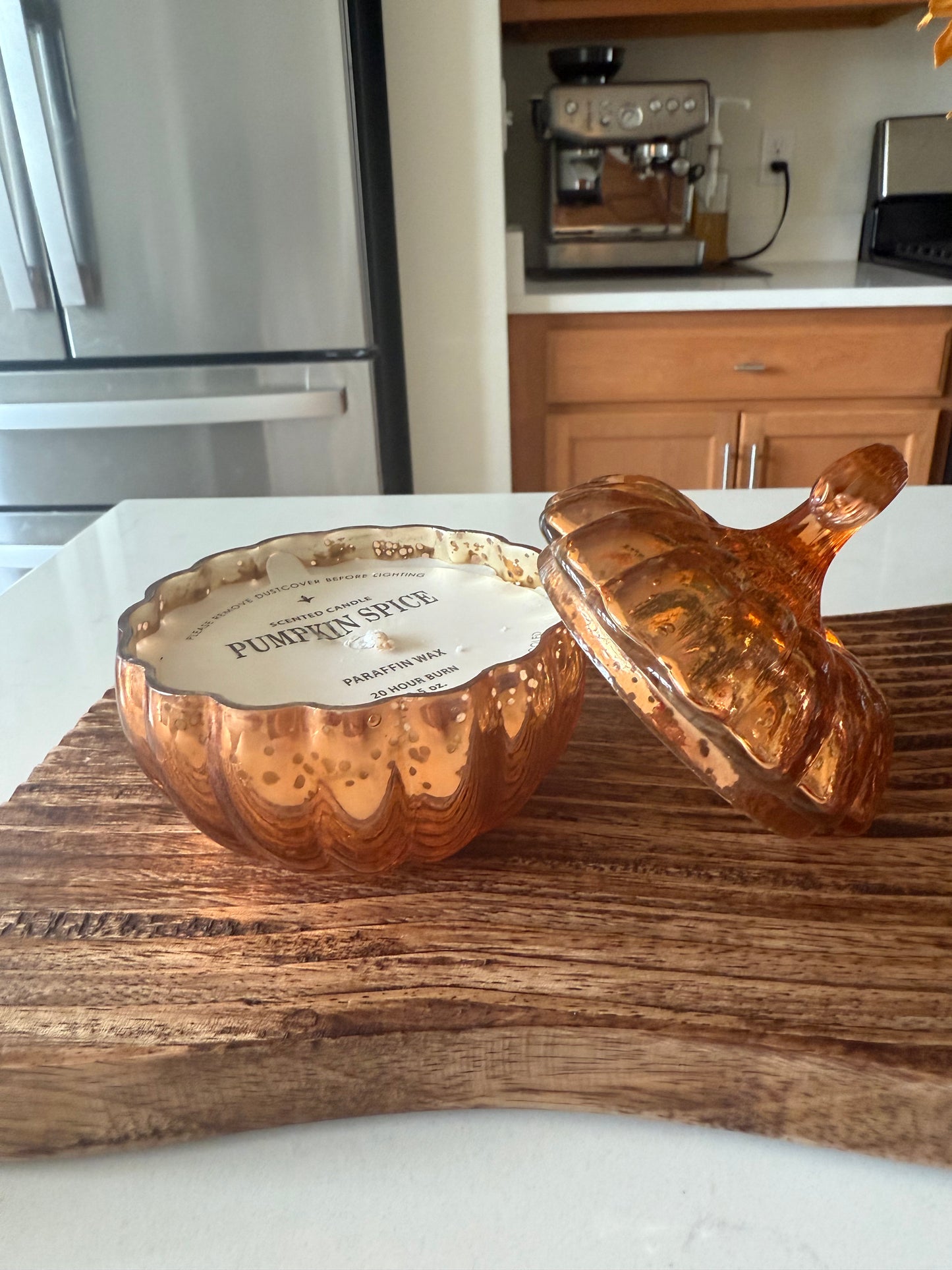 Orange Mercury Glass Pumpkin Candle Small
