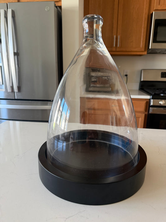 Glass Dome With Black Wood Base