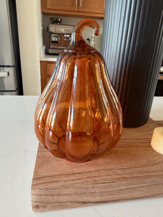 Orange Glass Gourd Cloche -7.5''