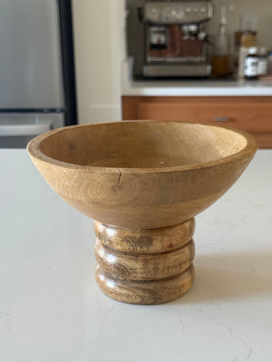 Mango Wood Footed Bowl