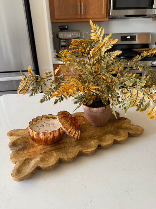 Scalloped Wood Tray