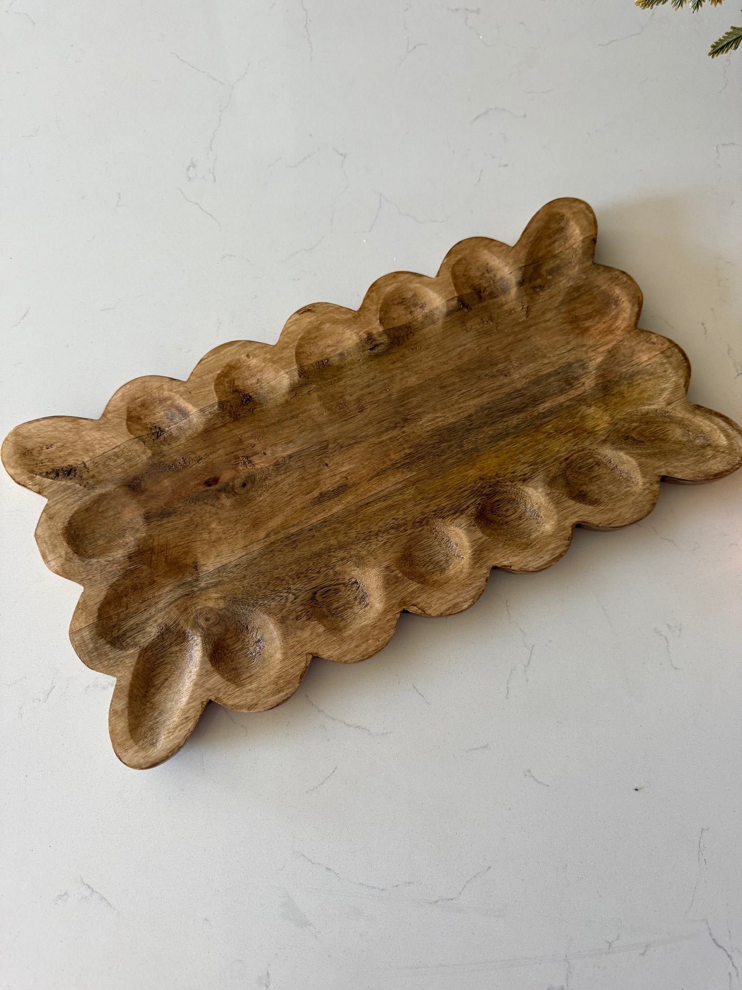 Scalloped Wood Tray