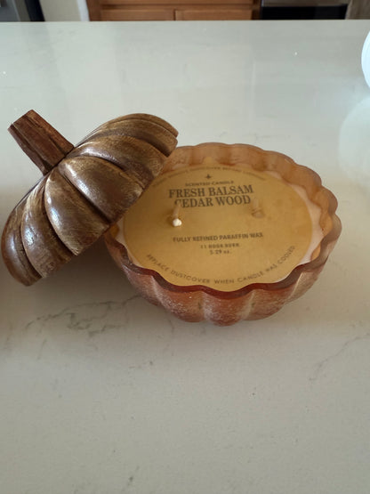Powered Orange Textured Glass Wick Pumpkin