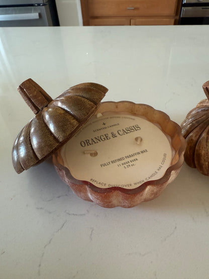 Powered Orange Textured Glass Wick Pumpkin