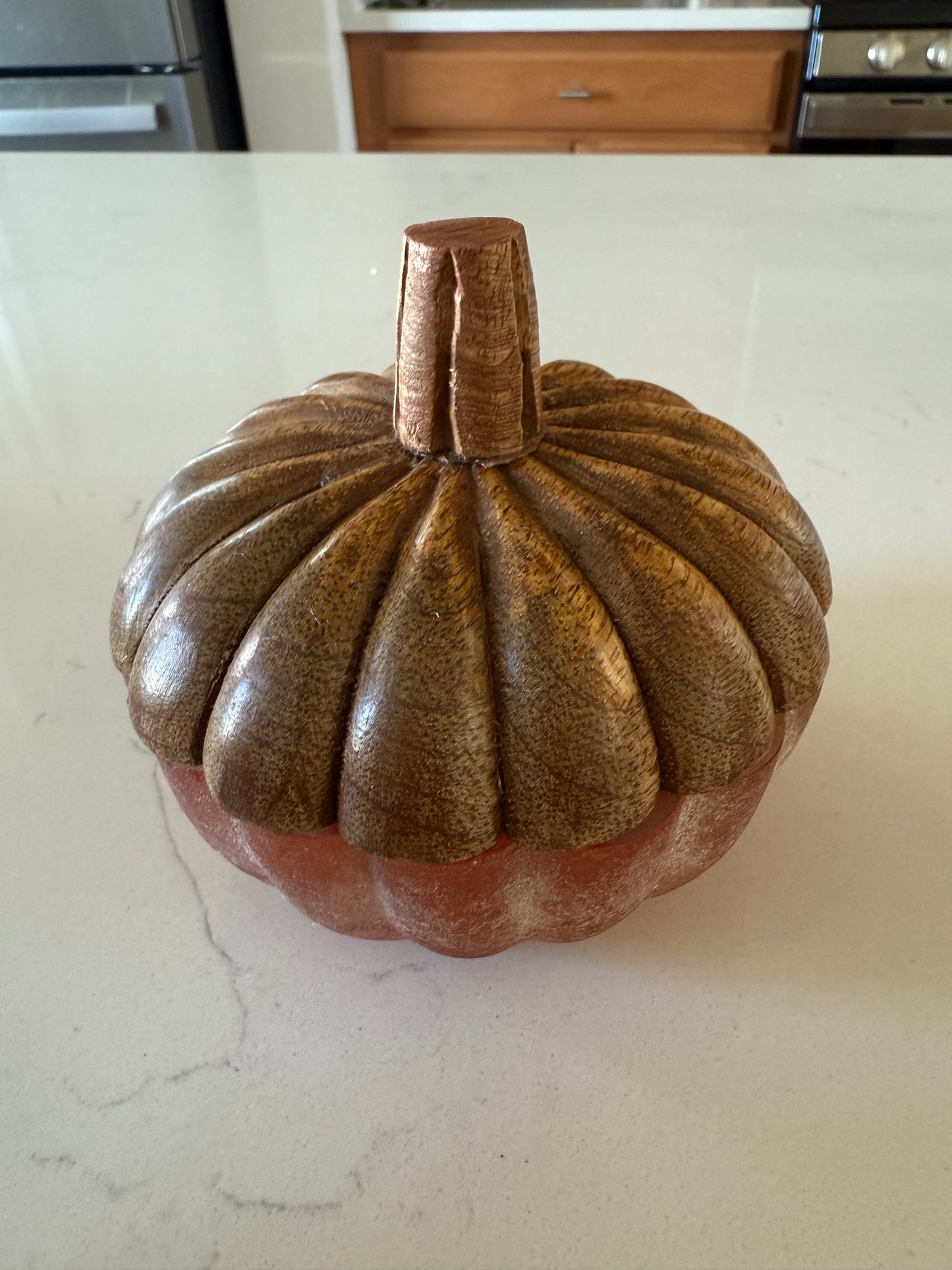 Powered Orange Textured Glass Wick Pumpkin