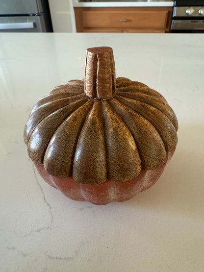 Powered Orange Textured Glass Wick Pumpkin