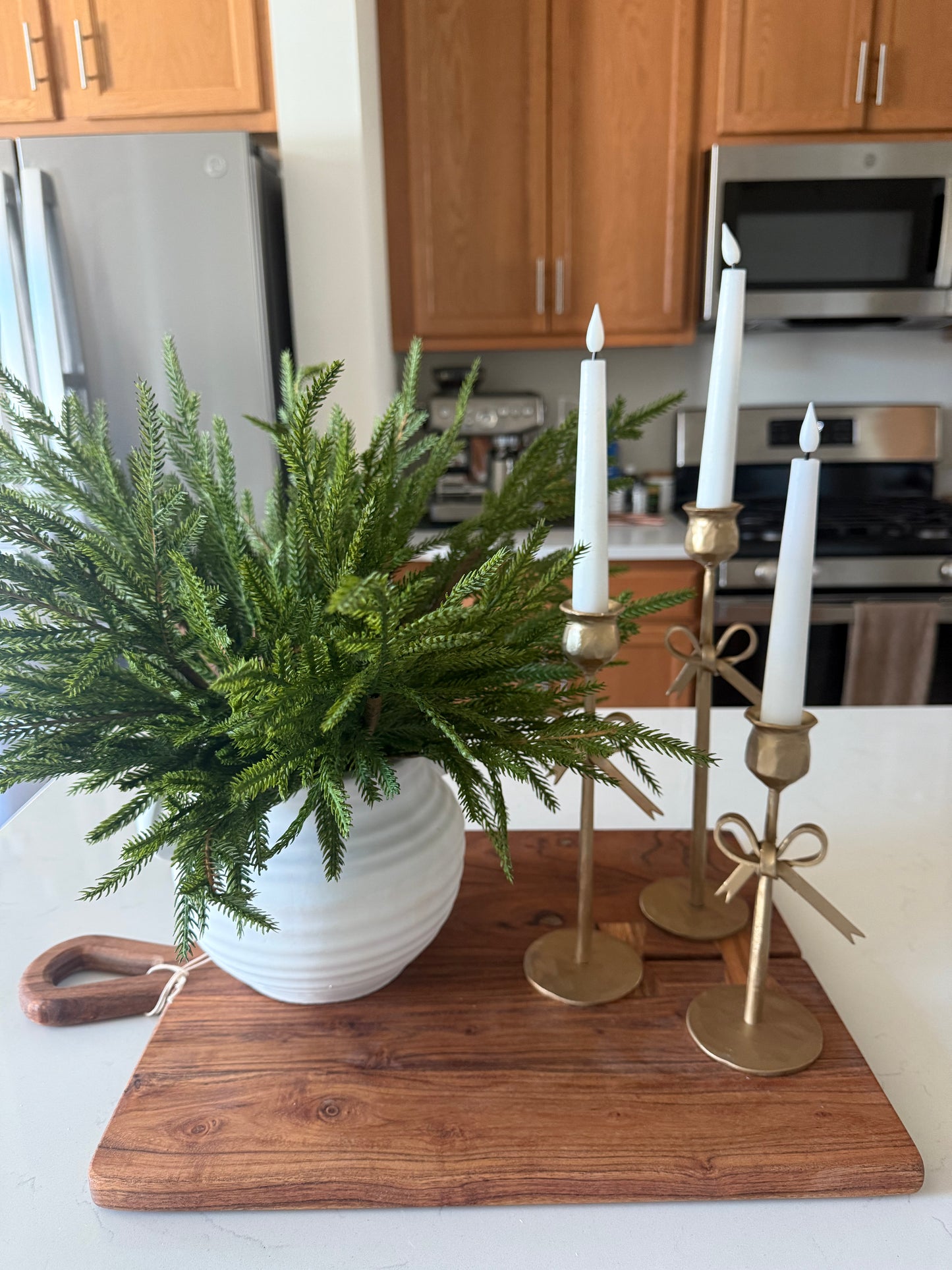 Cast Iron Taper Holders Bow Antique Gold Finish