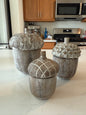 Whitewashed Resin Acorn Lidded Container Set of 3