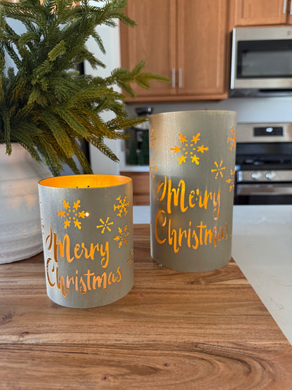Gold Merry Christmas Lanterns -Set of 2