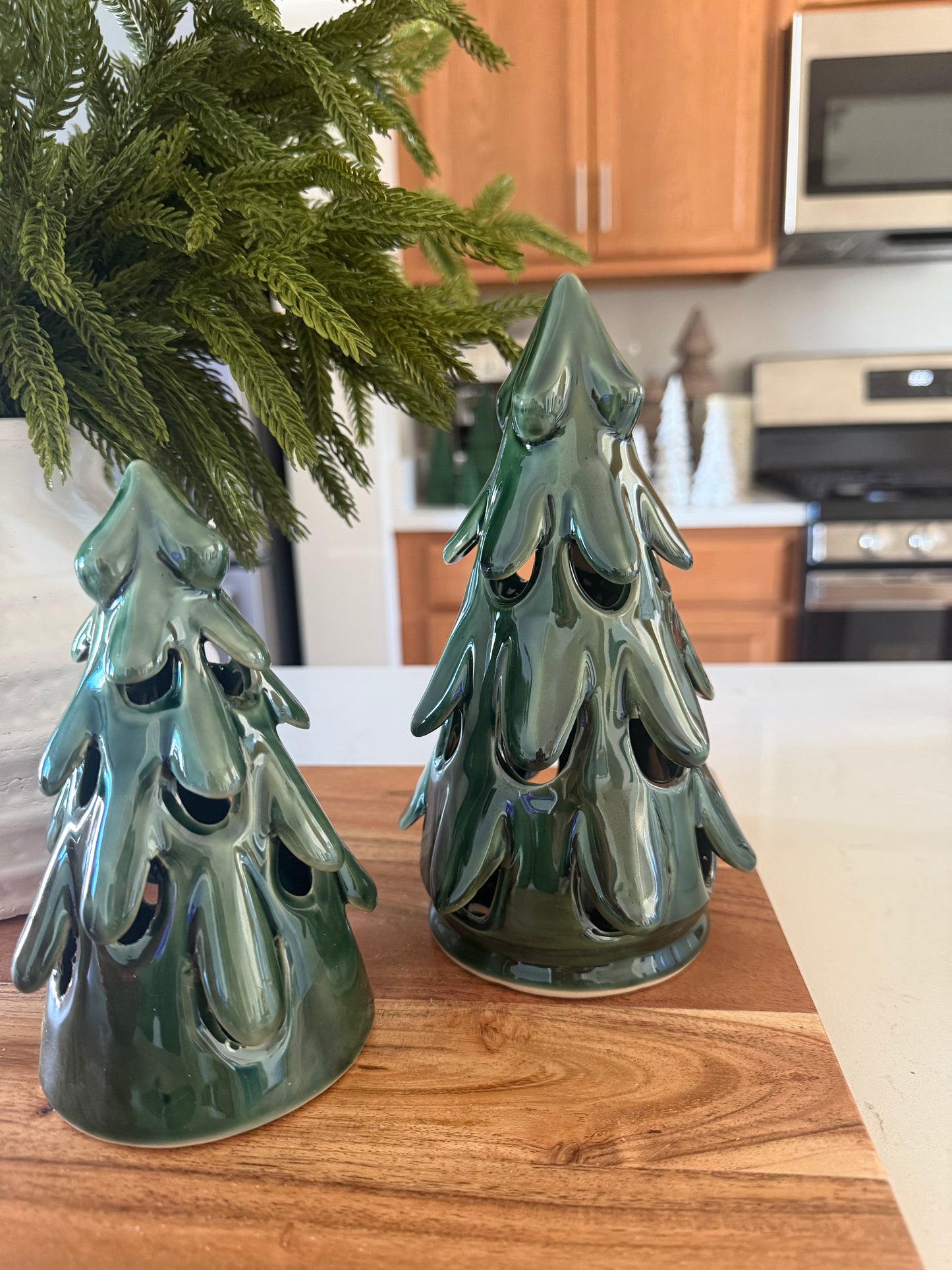 Dark Green Stoneware Trees