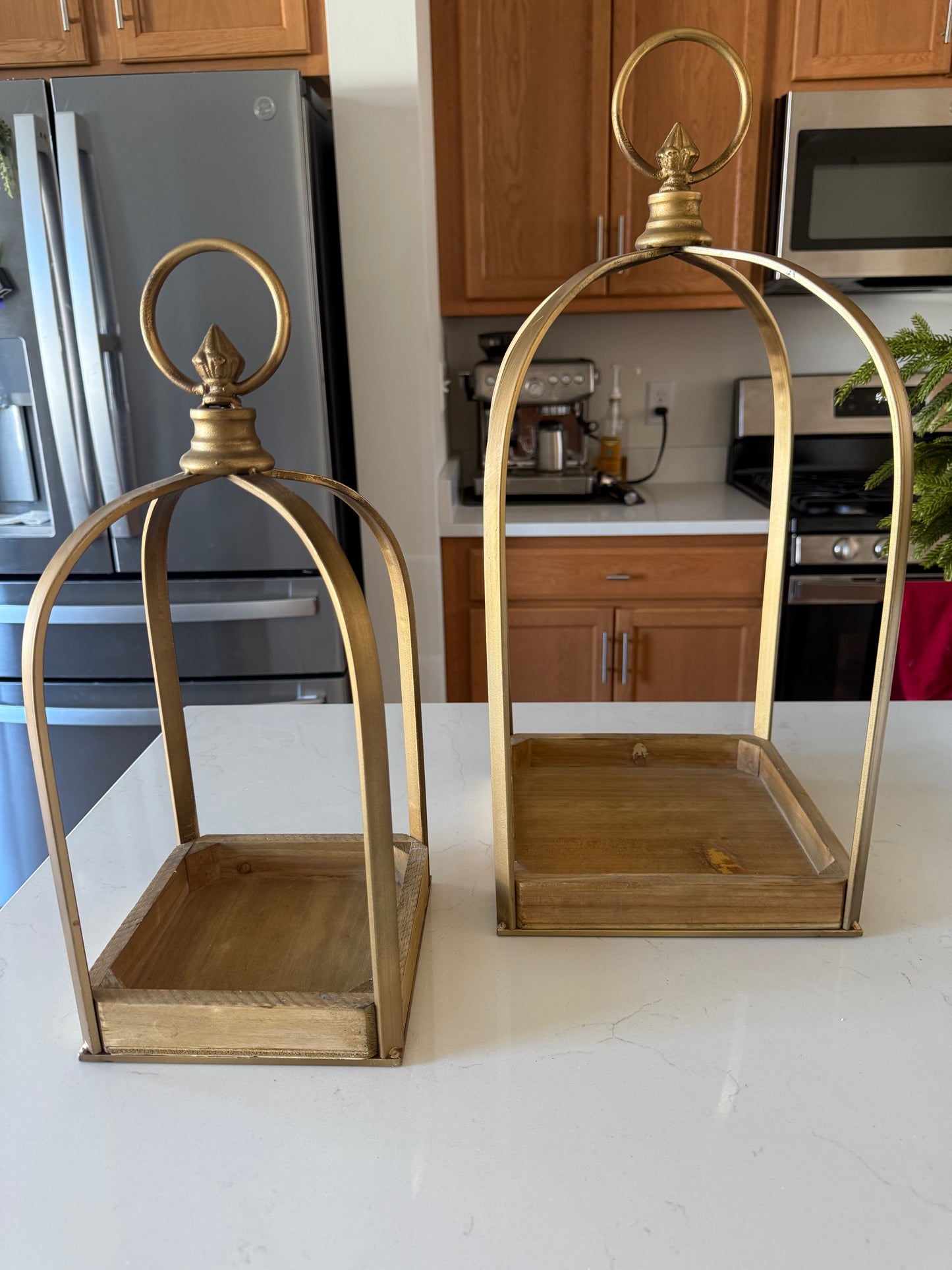 Tall Gold Metal Lantern