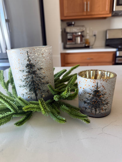 Gold Tree Dots Candle Holders - Set of 2