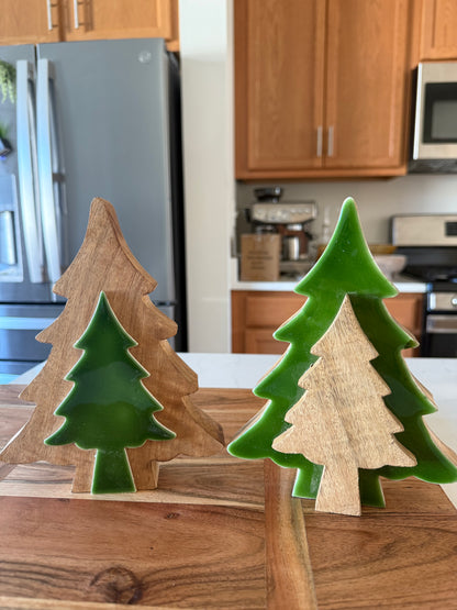 Wood and Green Trees - 8”H