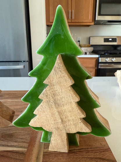 Wood and Green Trees - 8”H
