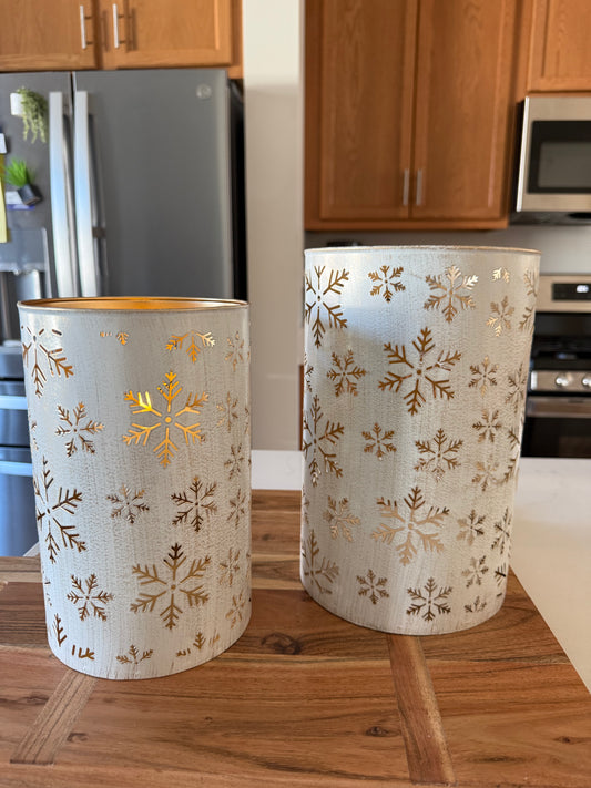 White Tin Snowflake Lanterns