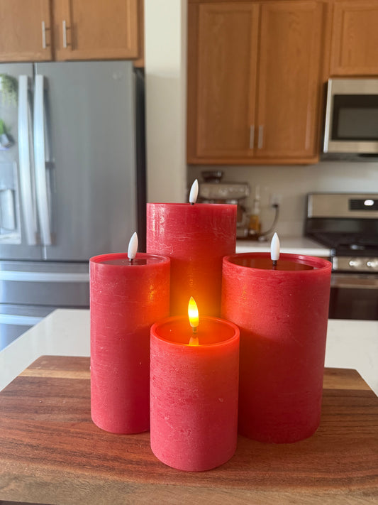 Red Flameless Pillar Candle