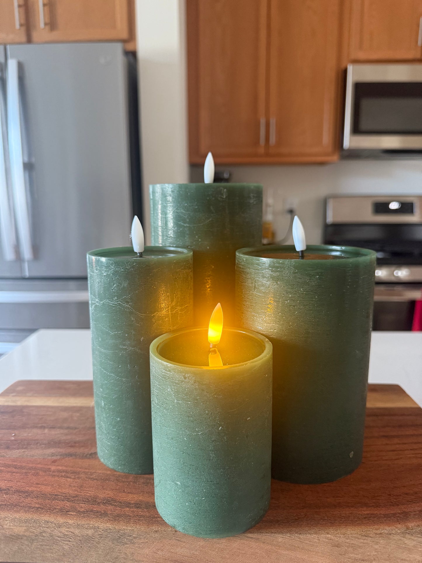 Green Flameless Pillar Candle
