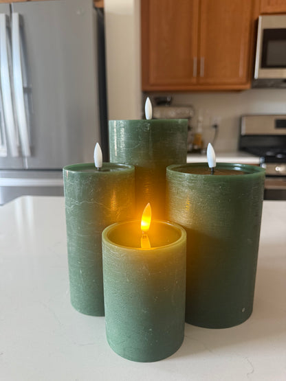Green Flameless Pillar Candle
