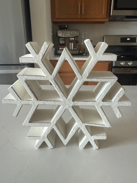 White Wooden Snowflake -8”