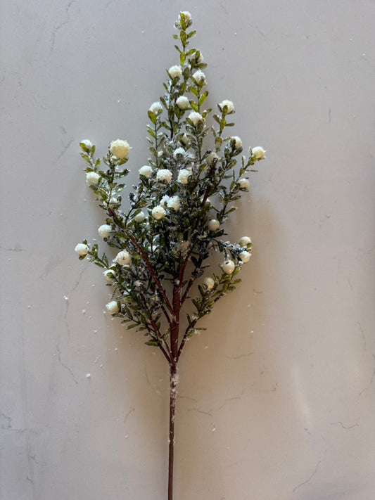 Glittered Snowy White Berry Leaf Bush