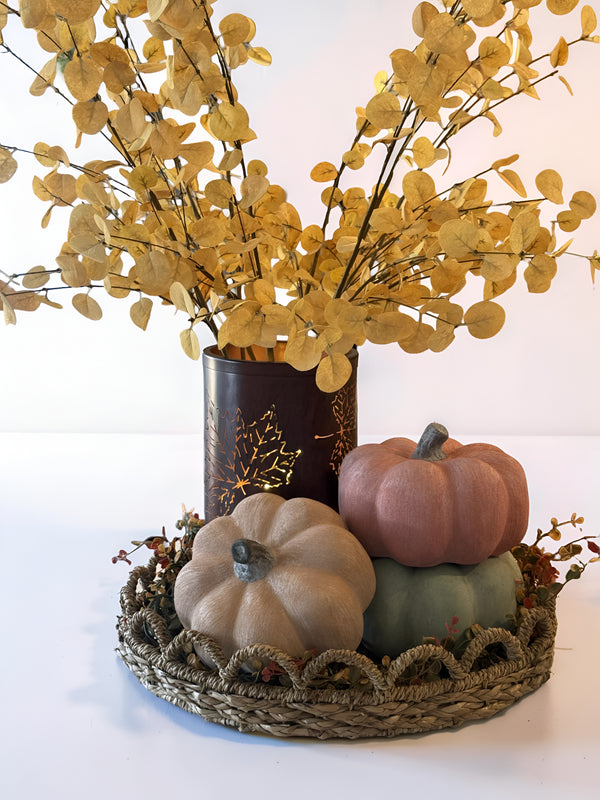 There’s something so welcoming about the first touches of fall. 🍂 Soft textures, warm golden tones, and layered pumpkins come together to create a centerpiece that feels cozy without being complicated.Our golden penny leaf stems bring beautiful height and movement, while our ceramic  pumpkins add rich texture in soft, timeless fall colors. Styled together, they create an effortless look that’s perfect for a kitchen island, dining table, or entryway.Because we bring in limited quantities of each piece, once they’re gone, they’re gone for the season. Don’t wait too long to bring your favorites home.✨ Shop the look at HomeDecorWithMichelle.com