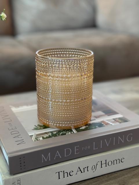 Champagne Dotted Glass 3D Flameless Candle -5''