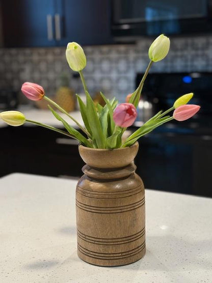Mango Wood Vase - 8.66''